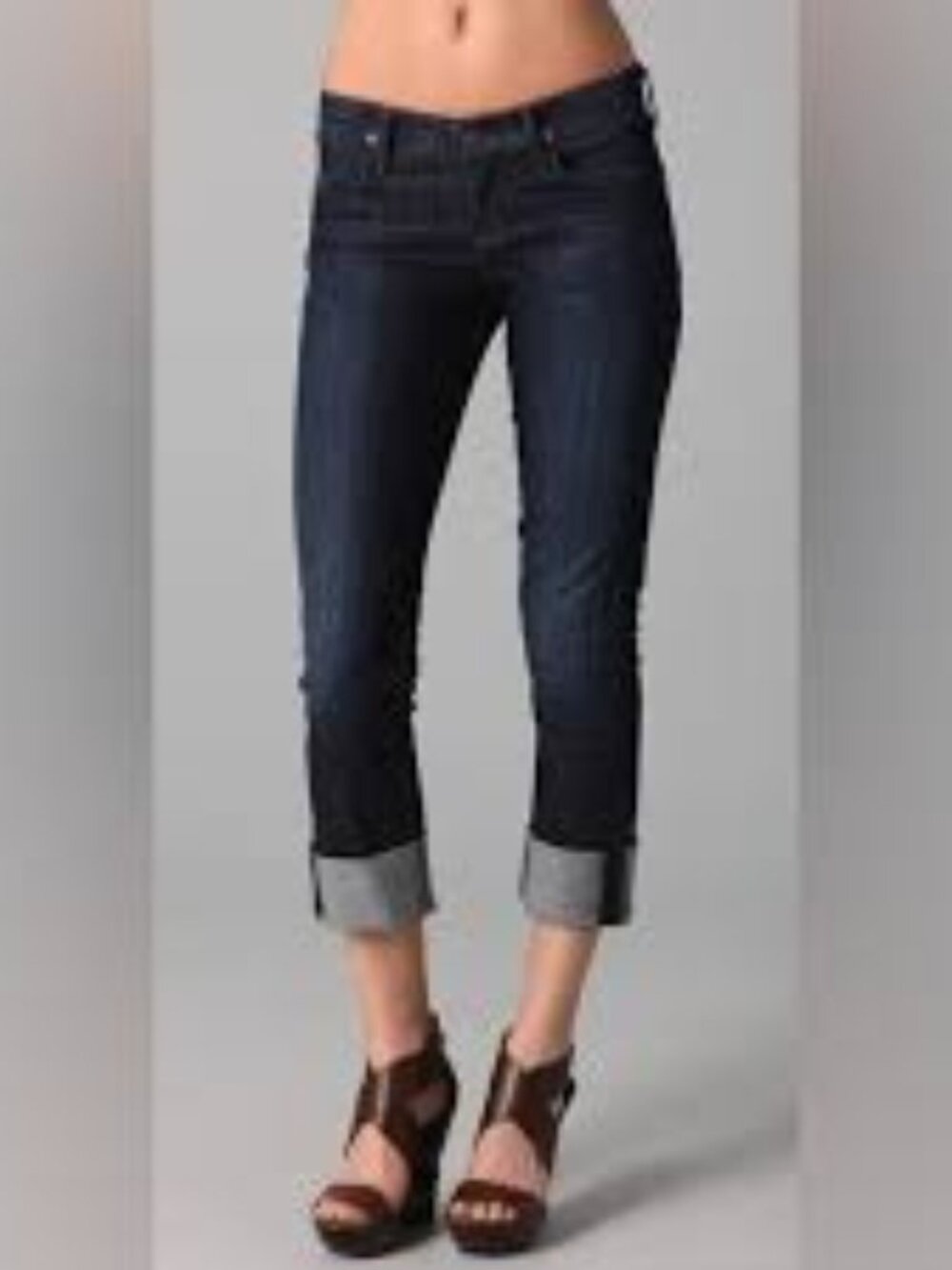 CITIZENS Of HUMANITY "Dani" Cropped & Cuffed, Mid-Rise Dark Wash Jeans - 25 Dark